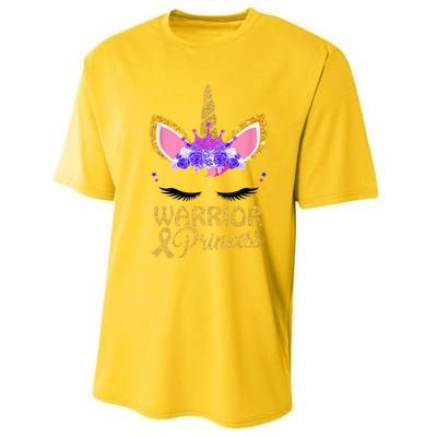 Childhood Cancer Awareness Unicorn Warrior Princess Performance Sprint T-Shirt