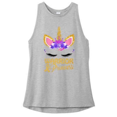 Childhood Cancer Awareness Unicorn Warrior Princess Ladies PosiCharge Tri-Blend Wicking Tank