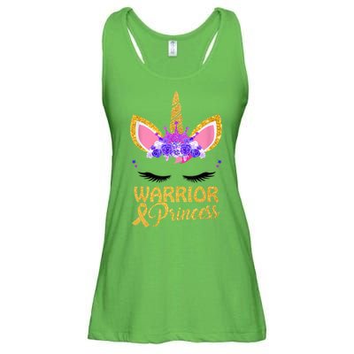 Childhood Cancer Awareness Unicorn Warrior Princess Ladies Essential Flowy Tank