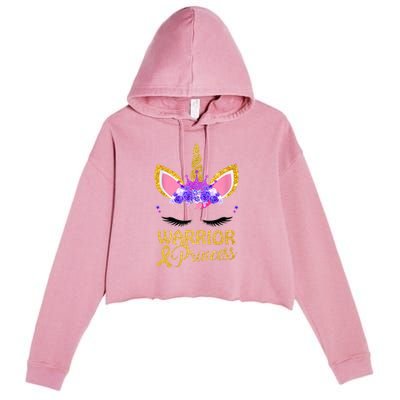 Childhood Cancer Awareness Unicorn Warrior Princess Crop Fleece Hoodie