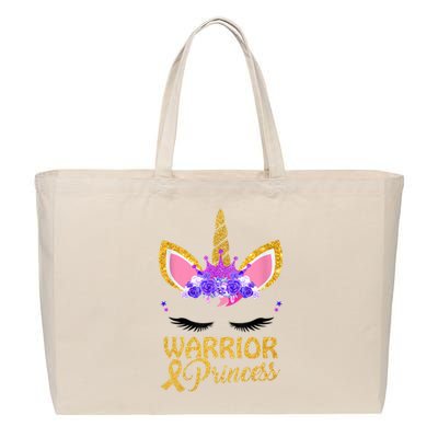 Childhood Cancer Awareness Unicorn Warrior Princess Cotton Canvas Jumbo Tote