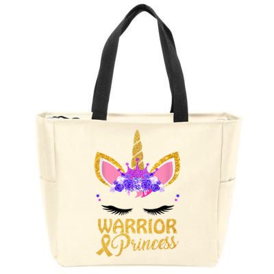 Childhood Cancer Awareness Unicorn Warrior Princess Zip Tote Bag