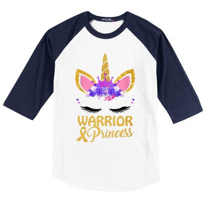 Childhood Cancer Awareness Unicorn Warrior Princess Baseball Sleeve Shirt