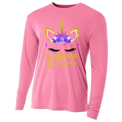 Childhood Cancer Awareness Unicorn Warrior Princess Cooling Performance Long Sleeve Crew