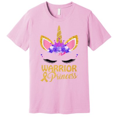 Childhood Cancer Awareness Unicorn Warrior Princess Premium T-Shirt