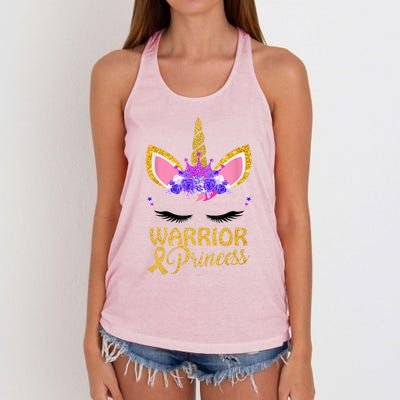 Childhood Cancer Awareness Unicorn Warrior Princess Women's Knotted Racerback Tank