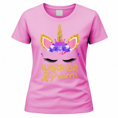 Childhood Cancer Awareness Unicorn Warrior Princess Women's T-Shirt