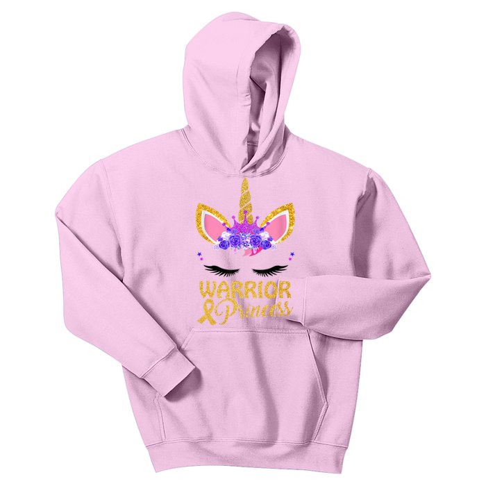 Childhood Cancer Awareness Unicorn Warrior Princess Kids Hoodie