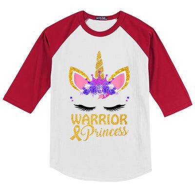 Childhood Cancer Awareness Unicorn Warrior Princess Kids Colorblock Raglan Jersey