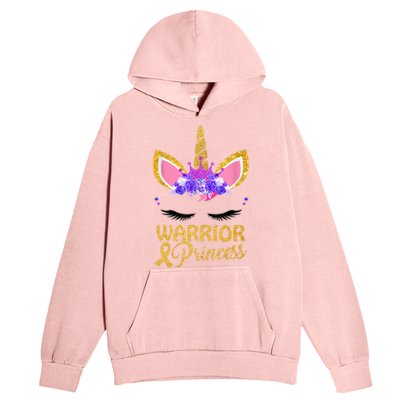 Childhood Cancer Awareness Unicorn Warrior Princess Urban Pullover Hoodie