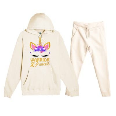 Childhood Cancer Awareness Unicorn Warrior Princess Premium Hooded Sweatsuit Set