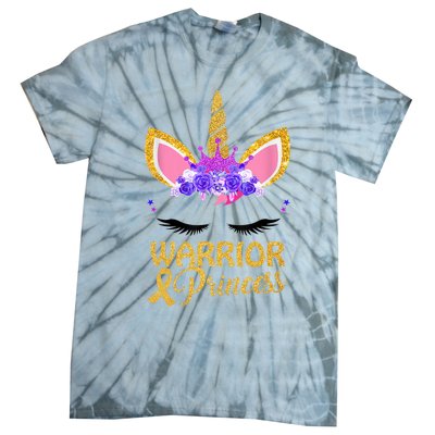 Childhood Cancer Awareness Unicorn Warrior Princess Tie-Dye T-Shirt