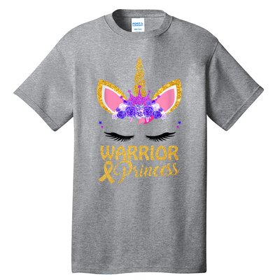 Childhood Cancer Awareness Unicorn Warrior Princess Tall T-Shirt