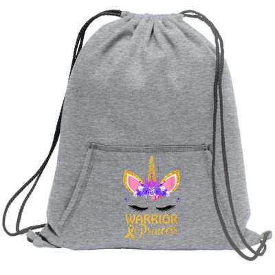 Childhood Cancer Awareness Unicorn Warrior Princess Sweatshirt Cinch Pack Bag