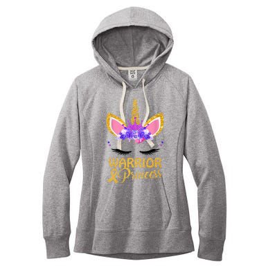 Childhood Cancer Awareness Unicorn Warrior Princess Women's Fleece Hoodie