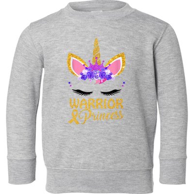 Childhood Cancer Awareness Unicorn Warrior Princess Toddler Sweatshirt