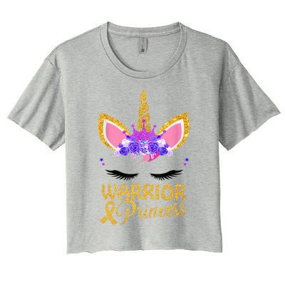 Childhood Cancer Awareness Unicorn Warrior Princess Women's Crop Top Tee