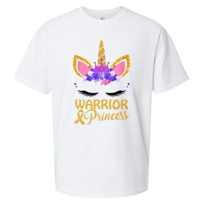 Childhood Cancer Awareness Unicorn Warrior Princess Sueded Cloud Jersey T-Shirt