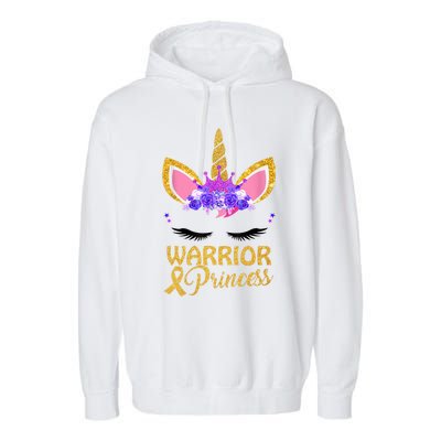 Childhood Cancer Awareness Unicorn Warrior Princess Garment-Dyed Fleece Hoodie