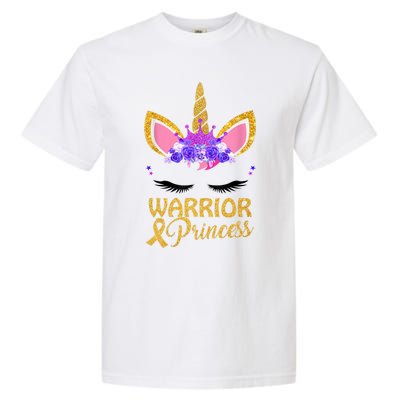 Childhood Cancer Awareness Unicorn Warrior Princess Garment-Dyed Heavyweight T-Shirt