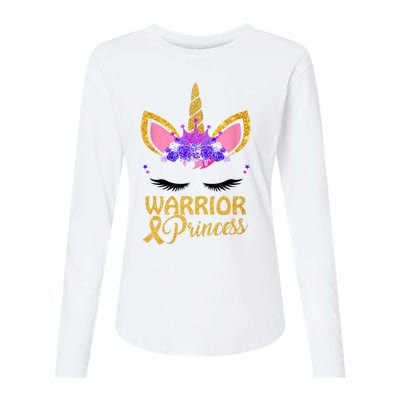 Childhood Cancer Awareness Unicorn Warrior Princess Womens Cotton Relaxed Long Sleeve T-Shirt