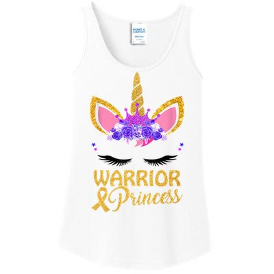 Childhood Cancer Awareness Unicorn Warrior Princess Ladies Essential Tank