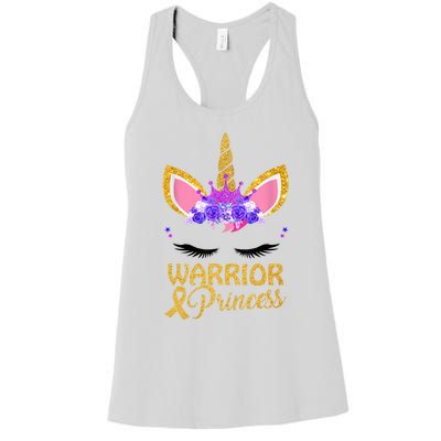 Childhood Cancer Awareness Unicorn Warrior Princess Women's Racerback Tank