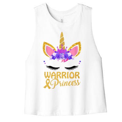 Childhood Cancer Awareness Unicorn Warrior Princess Women's Racerback Cropped Tank