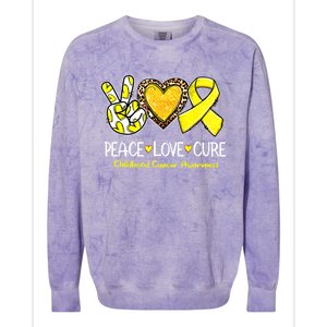 Childhood Cancer Awareness Love Cure Yellow Ribbon Colorblast Crewneck Sweatshirt