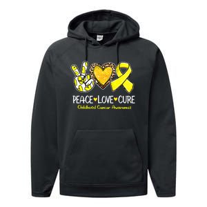 Childhood Cancer Awareness Love Cure Yellow Ribbon Performance Fleece Hoodie