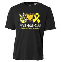 Childhood Cancer Awareness Love Cure Yellow Ribbon Cooling Performance Crew T-Shirt