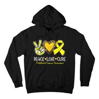 Childhood Cancer Awareness Love Cure Yellow Ribbon Hoodie