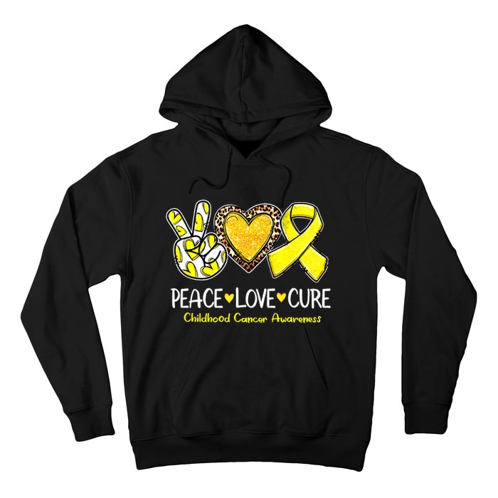 Childhood Cancer Awareness Love Cure Yellow Ribbon Hoodie