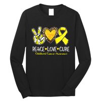 Childhood Cancer Awareness Love Cure Yellow Ribbon Long Sleeve Shirt