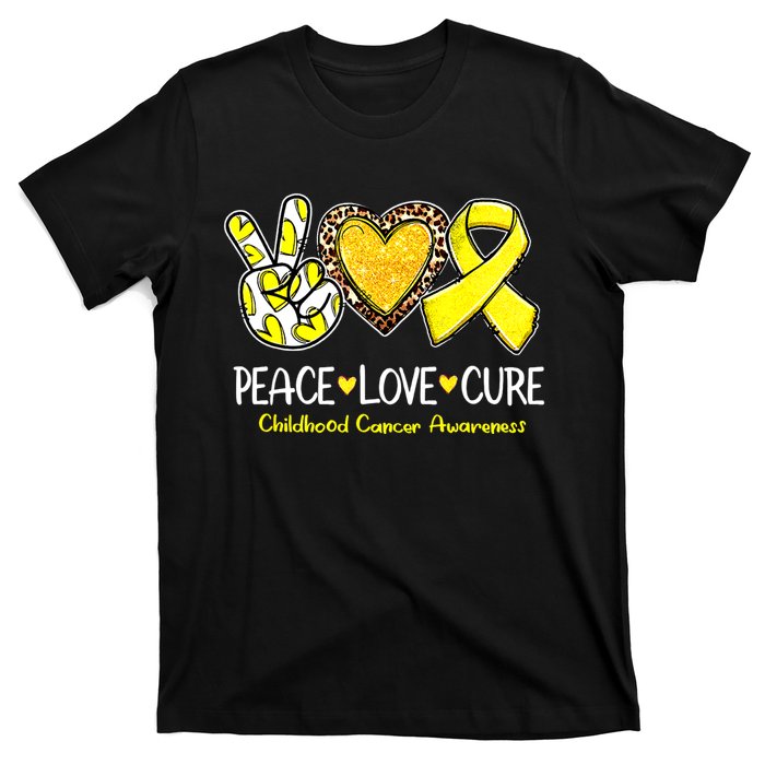 Childhood Cancer Awareness Love Cure Yellow Ribbon T-Shirt