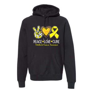 Childhood Cancer Awareness Love Cure Yellow Ribbon Premium Hoodie