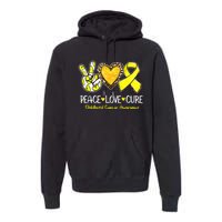 Childhood Cancer Awareness Love Cure Yellow Ribbon Premium Hoodie