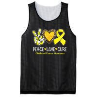 Childhood Cancer Awareness Love Cure Yellow Ribbon Mesh Reversible Basketball Jersey Tank