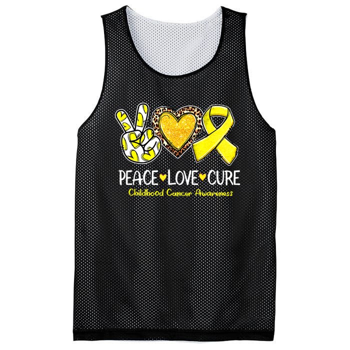 Childhood Cancer Awareness Love Cure Yellow Ribbon Mesh Reversible Basketball Jersey Tank