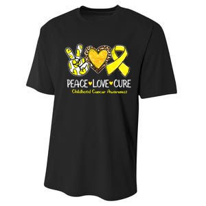 Childhood Cancer Awareness Love Cure Yellow Ribbon Performance Sprint T-Shirt