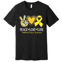 Childhood Cancer Awareness Love Cure Yellow Ribbon Premium T-Shirt