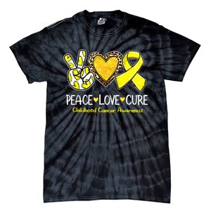 Childhood Cancer Awareness Love Cure Yellow Ribbon Tie-Dye T-Shirt