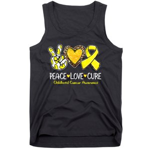 Childhood Cancer Awareness Love Cure Yellow Ribbon Tank Top