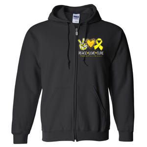 Childhood Cancer Awareness Love Cure Yellow Ribbon Full Zip Hoodie