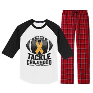 Childhood Cancer Awareness Tackle Childhood Cancer Football Gift Raglan Sleeve Pajama Set