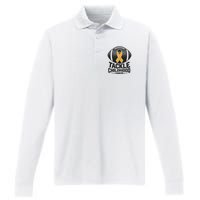 Childhood Cancer Awareness Tackle Childhood Cancer Football Gift Performance Long Sleeve Polo