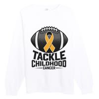 Childhood Cancer Awareness Tackle Childhood Cancer Football Gift Premium Crewneck Sweatshirt