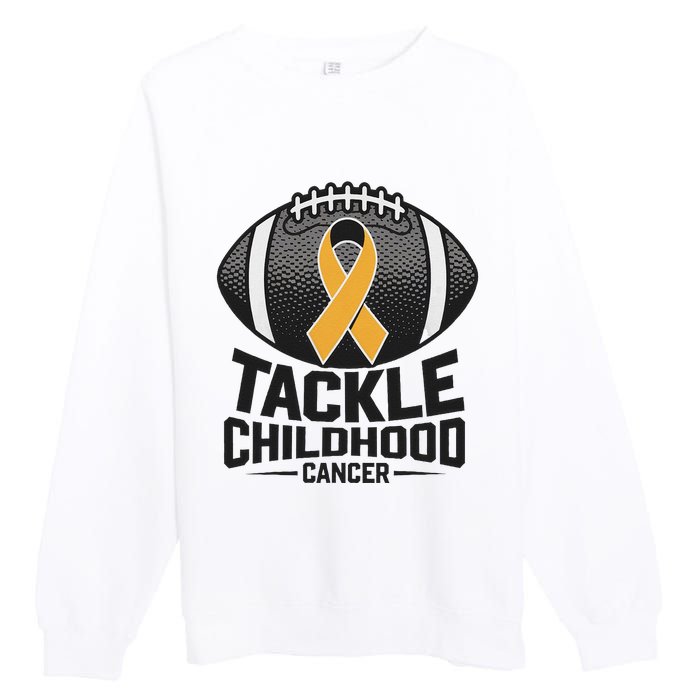 Childhood Cancer Awareness Tackle Childhood Cancer Football Gift Premium Crewneck Sweatshirt