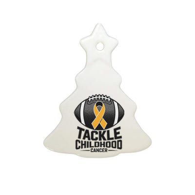 Childhood Cancer Awareness Tackle Childhood Cancer Football Gift Ceramic Tree Ornament