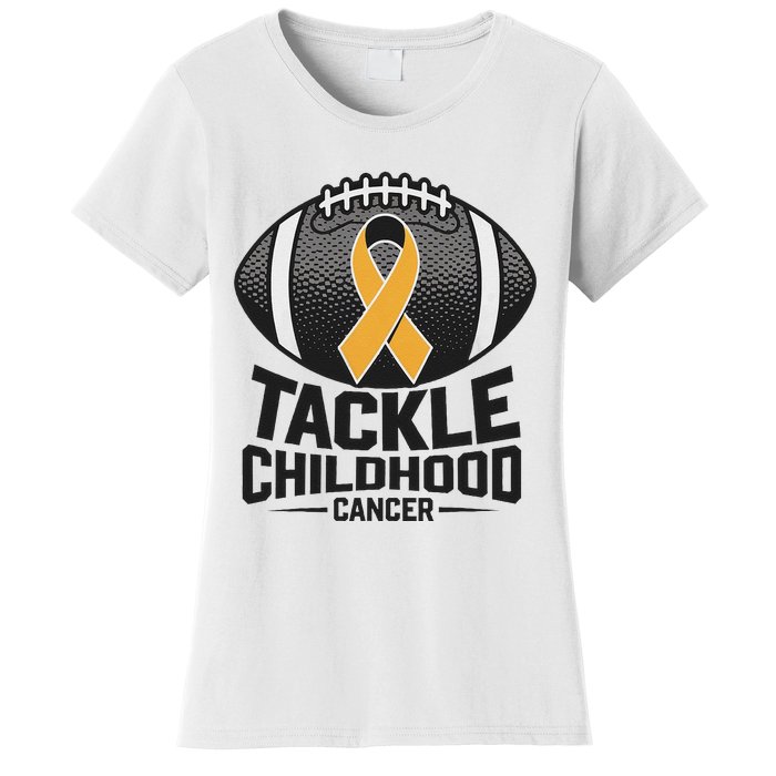 Childhood Cancer Awareness Tackle Childhood Cancer Football Gift Women's T-Shirt